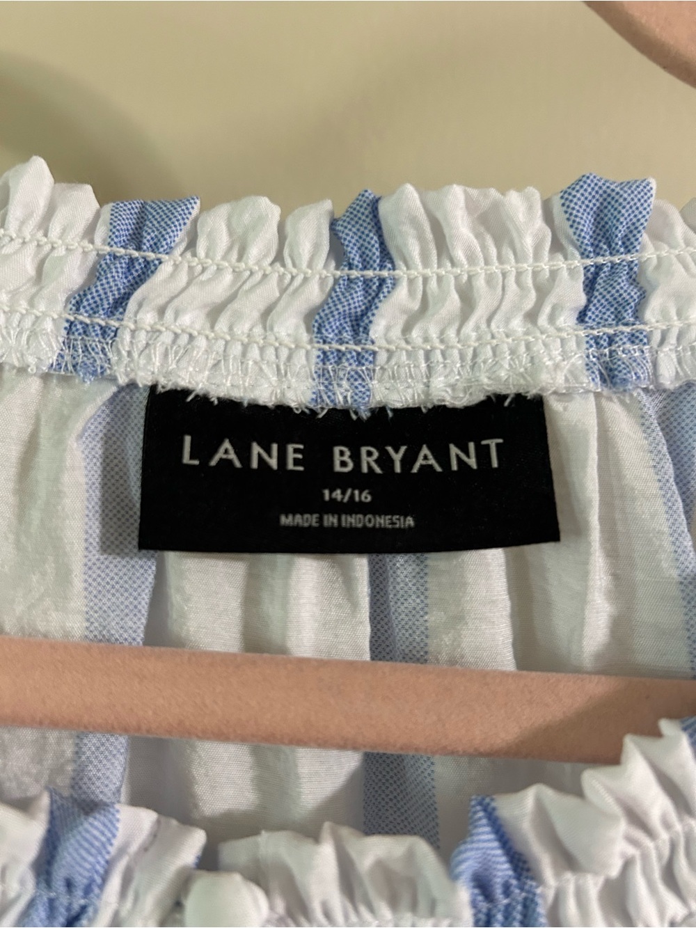 Lane Bryant White and Light Blue Striped Peasant Top - Picture 5 of 5